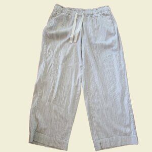 Women's Lane Bryant Wide Leg Linen Drawstring Pants, Blue/White Pinstripe, Sz 16